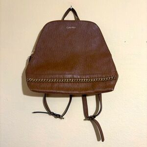 Calvin Klein Brown Zip Around Backpack purse